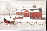 Framed Christmas Barn with Sleigh