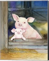 Framed 'Farm Family Pigs' border=