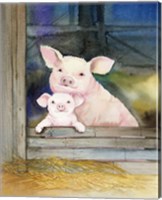 Framed 'Farm Family Pigs' border=