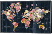 Framed Botanical Floral Map Words