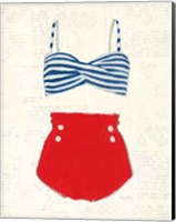 Framed Retro Swimwear IV Newsprint