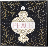 Framed 'Jolly Holiday Ornaments Peace Metallic' border=