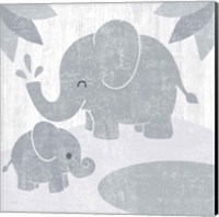 Framed Safari Fun Elephant Gray no Border