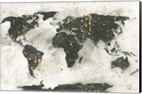 Framed World Map Gold Speckle