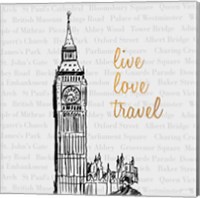 Framed 'Live Love Travel' border=