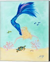 Framed 'Mermaid and Sea Turtle I' border=