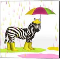 Framed Raindrops Safari Zebra