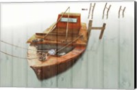 Framed Boat with Textured Wood Look III