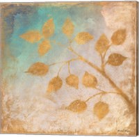 Framed Gold Leaves on Blues II