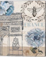 Framed 'Paris Bee II' border=