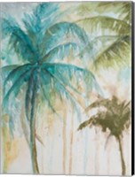 Framed Watercolor Palms in Blue I