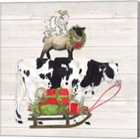 Framed 'Christmas on the Farm VII Trio Facing right' border=