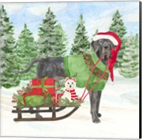 Framed Dog Days of Christmas II Sled with Gifts