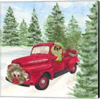 Framed 'Dog Days of Christmas IV Truck' border=