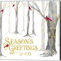 Framed 'Christmas Forest IV Seasons Greetings' border=