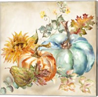 Framed 'Watercolor Harvest Pumpkin IV' border=