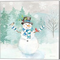 Framed 'Let it Snow Blue Snowman I' border=