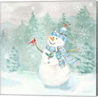 Framed 'Let it Snow Blue Snowman II' border=