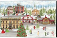 Framed Christmas Village landscape