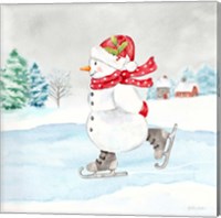 Framed 'Let it Snow Blue Snowman V' border=