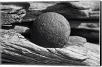 Framed Wood And Metal Ball Abstract