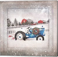 Framed Christmas Tractor