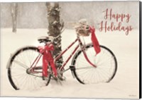 Framed Happy Holidays Snowy Bike