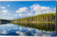 Framed Scenic Landscape Reflecting In Lake At Banff National Park, Alberta, Canada