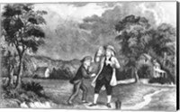 Framed June 1752 Benjamin Franklin Out Flying His Kite In Thunderstorm As An Experiment In Electricity And Lightning