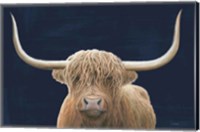 Framed Highland Cow Navy