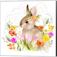 Framed April Flowers & Bunny II