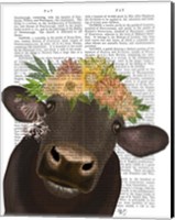 Framed Cow with Flower Crown 1 Book Print