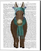 Framed Donkey Blue Hat and Scarf Book Print