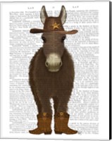 Framed Donkey Cowboy Book Print