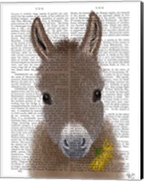 Framed Donkey Yellow Flower Book Print