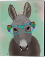 Framed Donkey Turquoise Flower Glasses