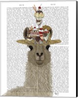 Framed Llama Ice Cream Hat Book Print