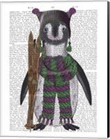 Framed Penguin Skis Book Print