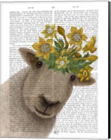 Framed Sheep with Daffodil Crown Book Print