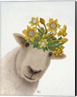 Framed Sheep with Daffodil Crown