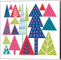 Framed Geometric Holiday Trees II Bright