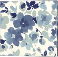 Framed 'Soft Blue Florals II' border=
