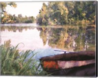 Framed Rowboat Pond Landscape