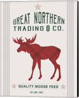 Framed 'Northern Trading Moose Feed' border=