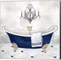 Framed Navy Blue Bath II