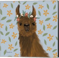 Framed Delightful Alpacas II Floral Crop