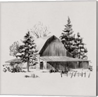 Framed Distant Barn Sketch II