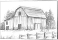 Framed Black & White Barn Study II