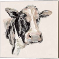 Framed Expressionistic Cow I Neutral