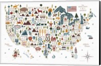 Framed Illustrated USA Warm